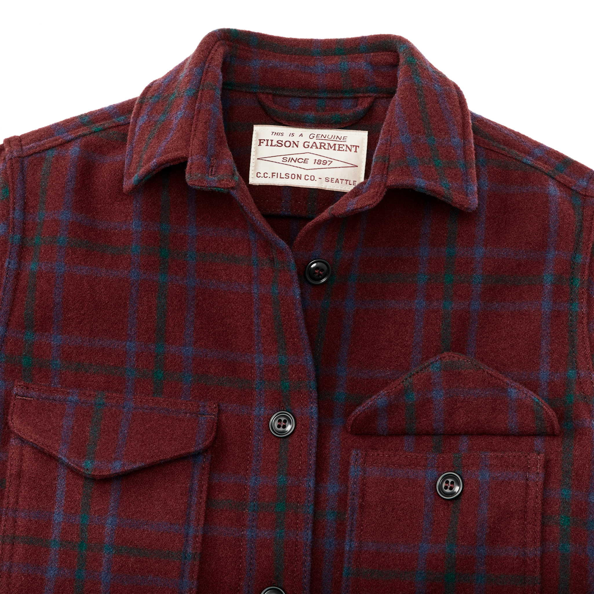 Women's Wool Jac-shirt - Deep Red Blue Green - Image 6