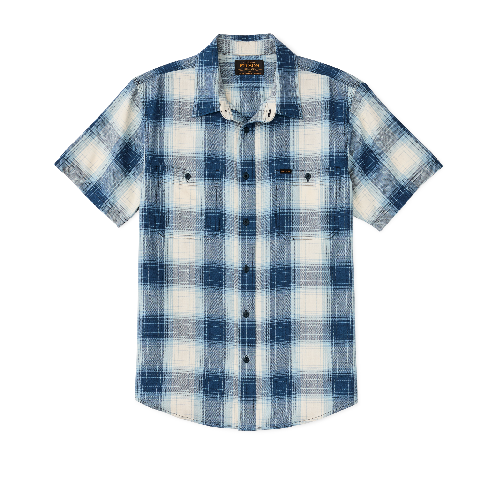 Short Sleeve Chambray Shirt - Indigo Plaid