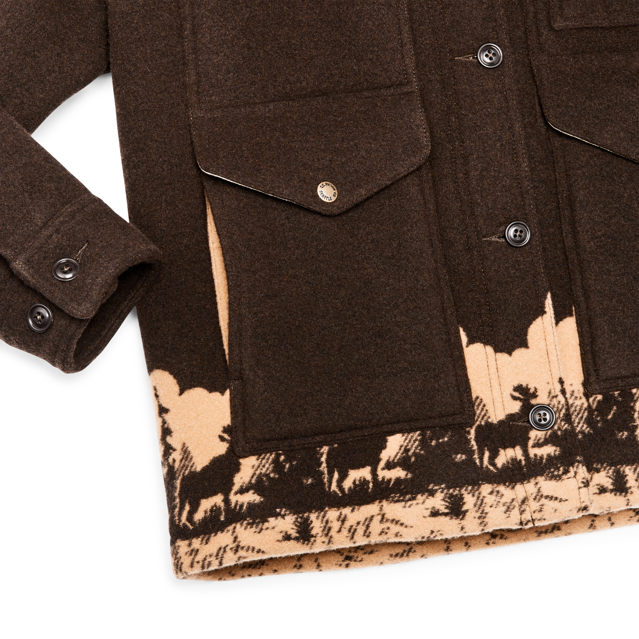 Women's Jacquard Wool Cruiser Jacket - Brown / Khaki Moose - Image 5