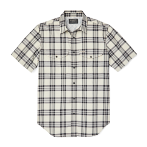 Twin Lakes Short Sleeve Sport Shirt - Cream/grey/black Plaid