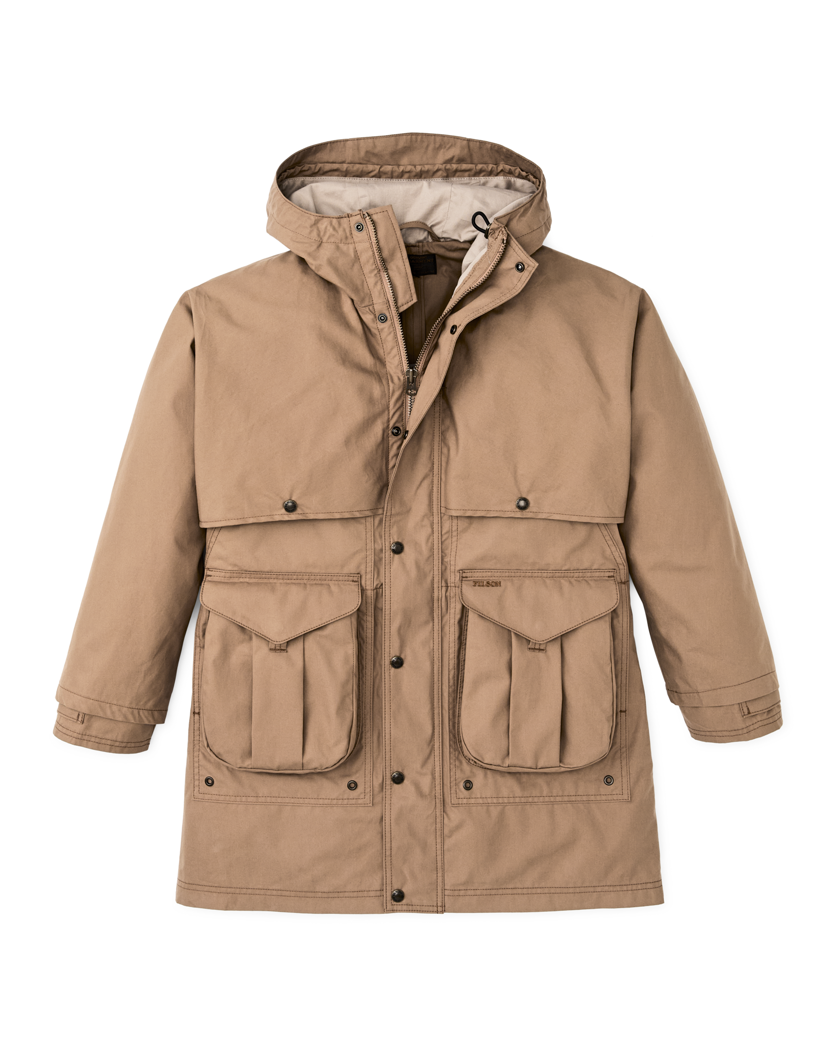 Women's Aviator Cloth Long Raincoat - Dark Tan - Image 3
