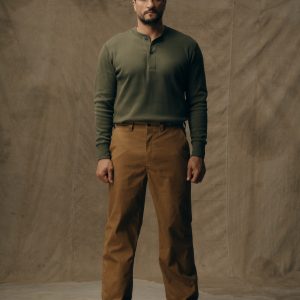 Waffle Knit Henley - Mossy Rock