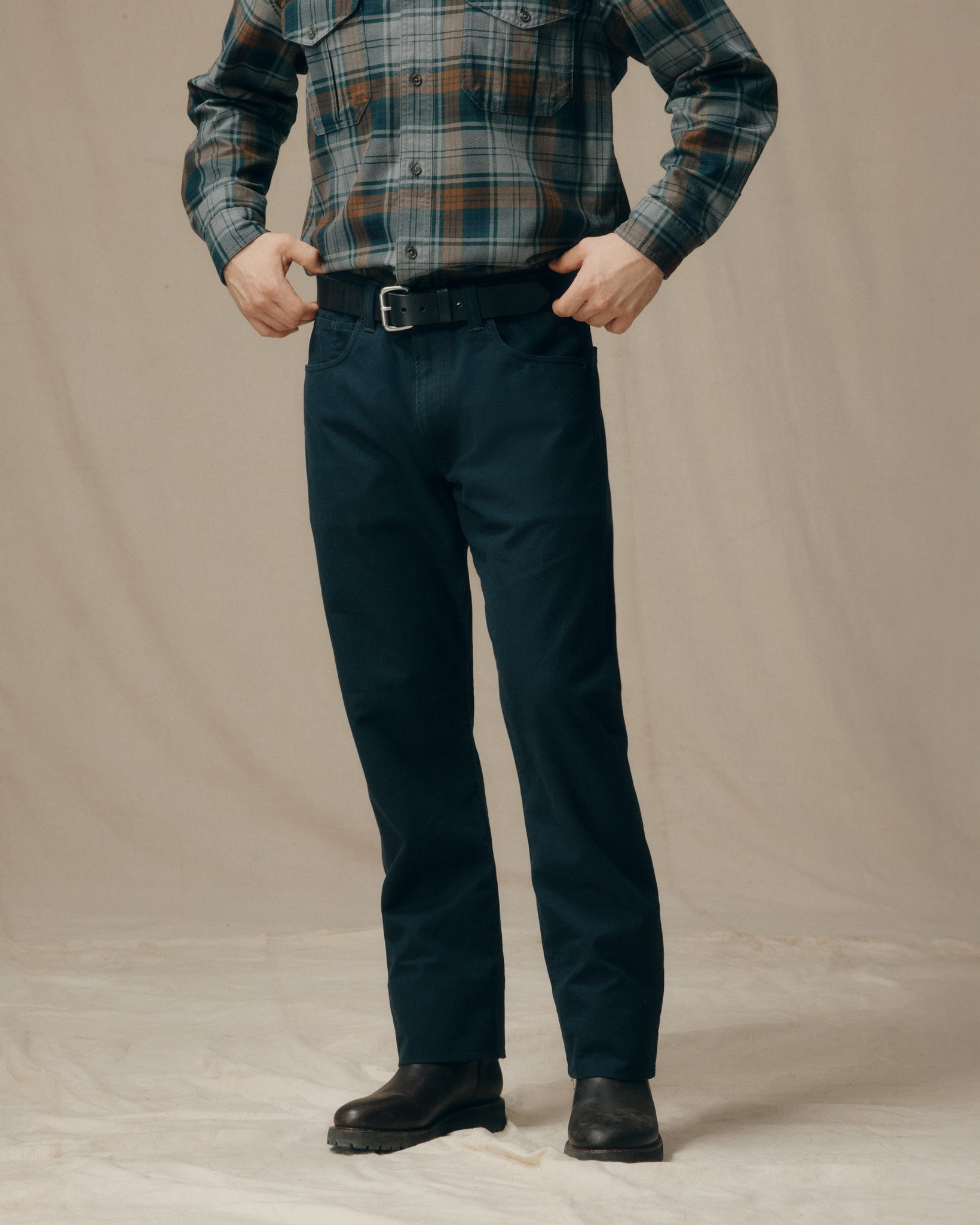 Dry Tin Cloth 5-pocket Pants - Blue Mussel