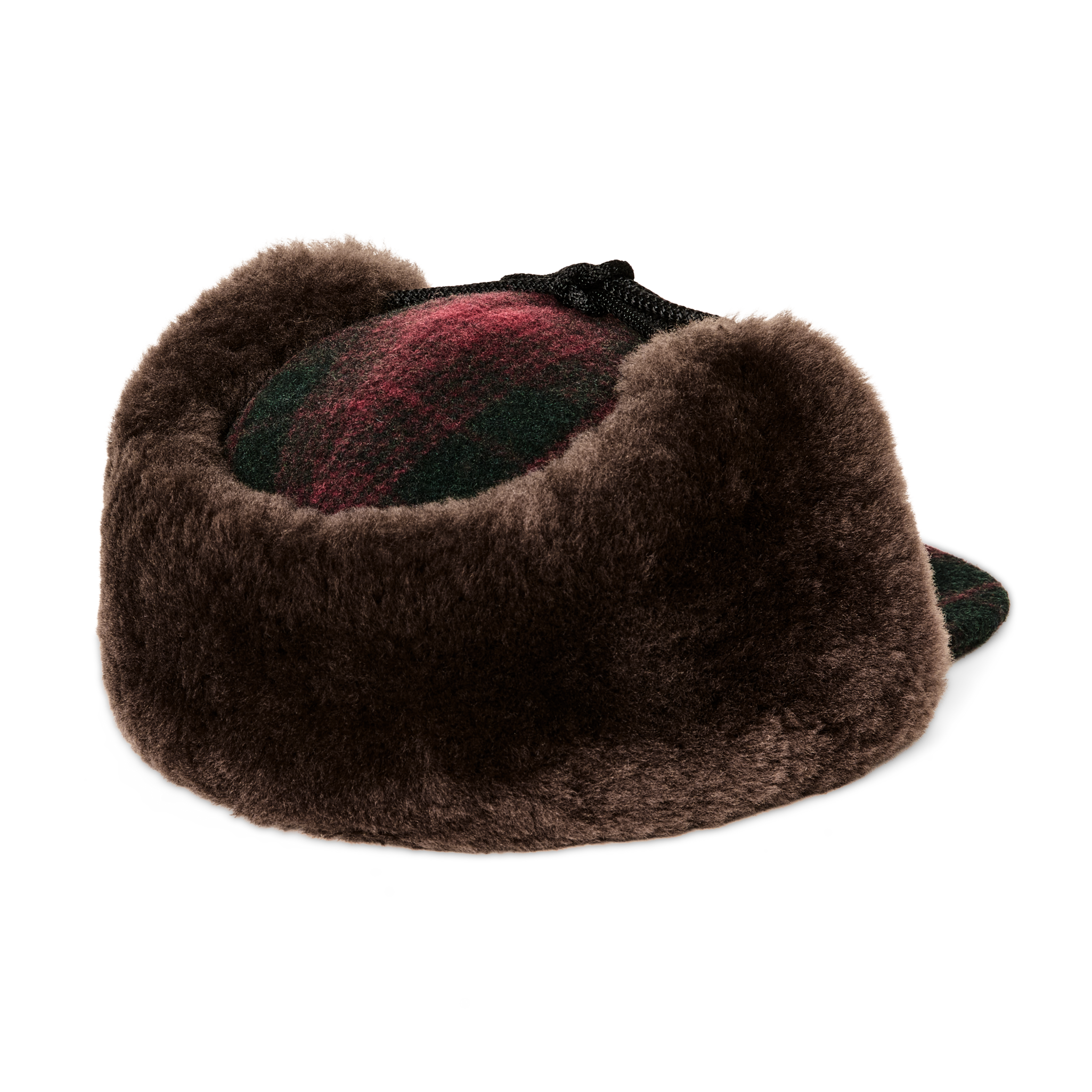 Double Mackinaw Wool Cap - Burgundy / Dark Olive Plaid - Image 2