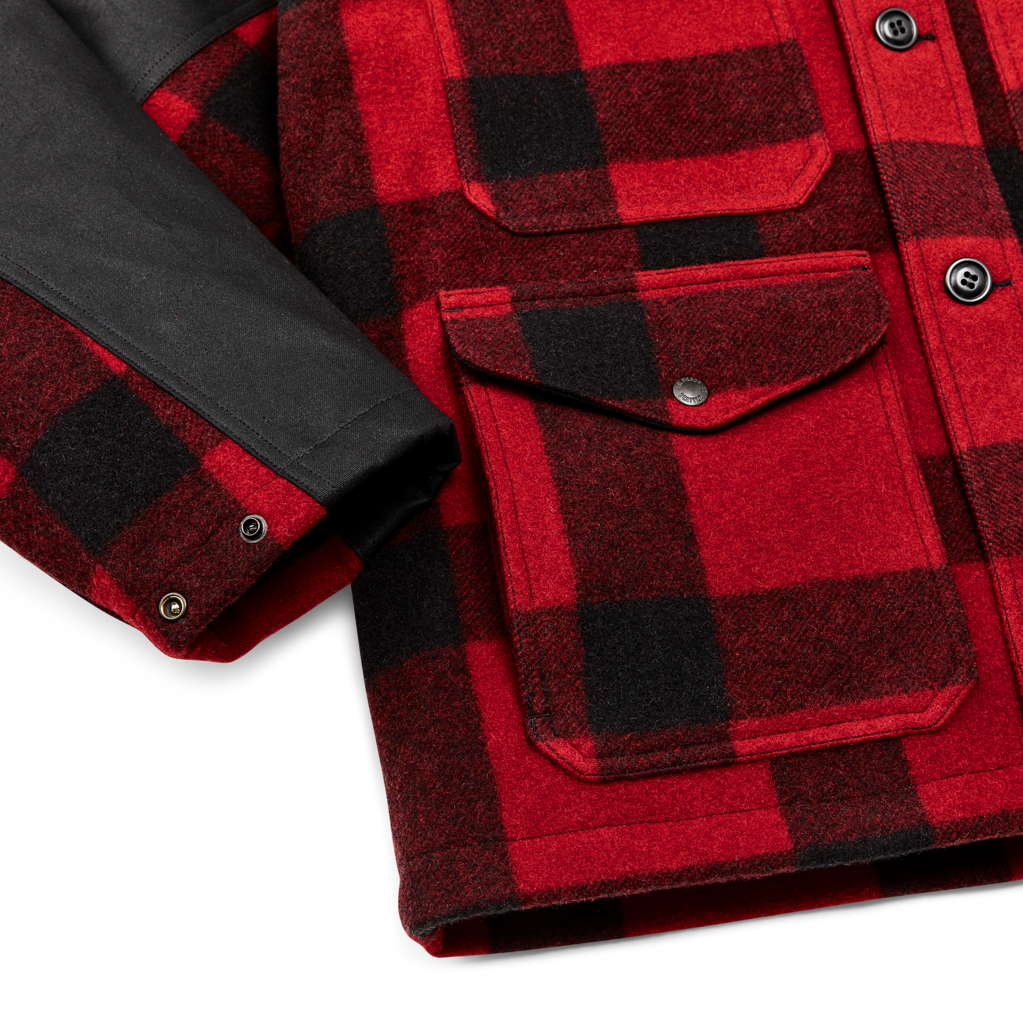 Mackinaw Wool Double Coat - Red Black Classic Plaid - Image 6