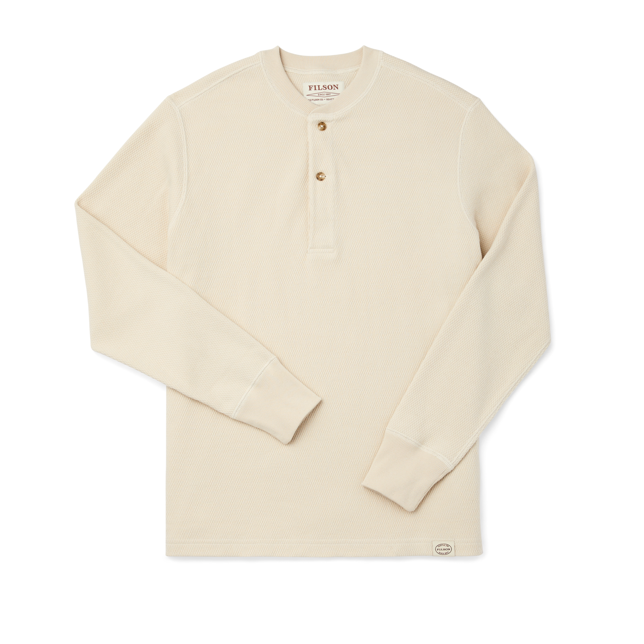 Waffle Knit Henley - Sand - Image 2