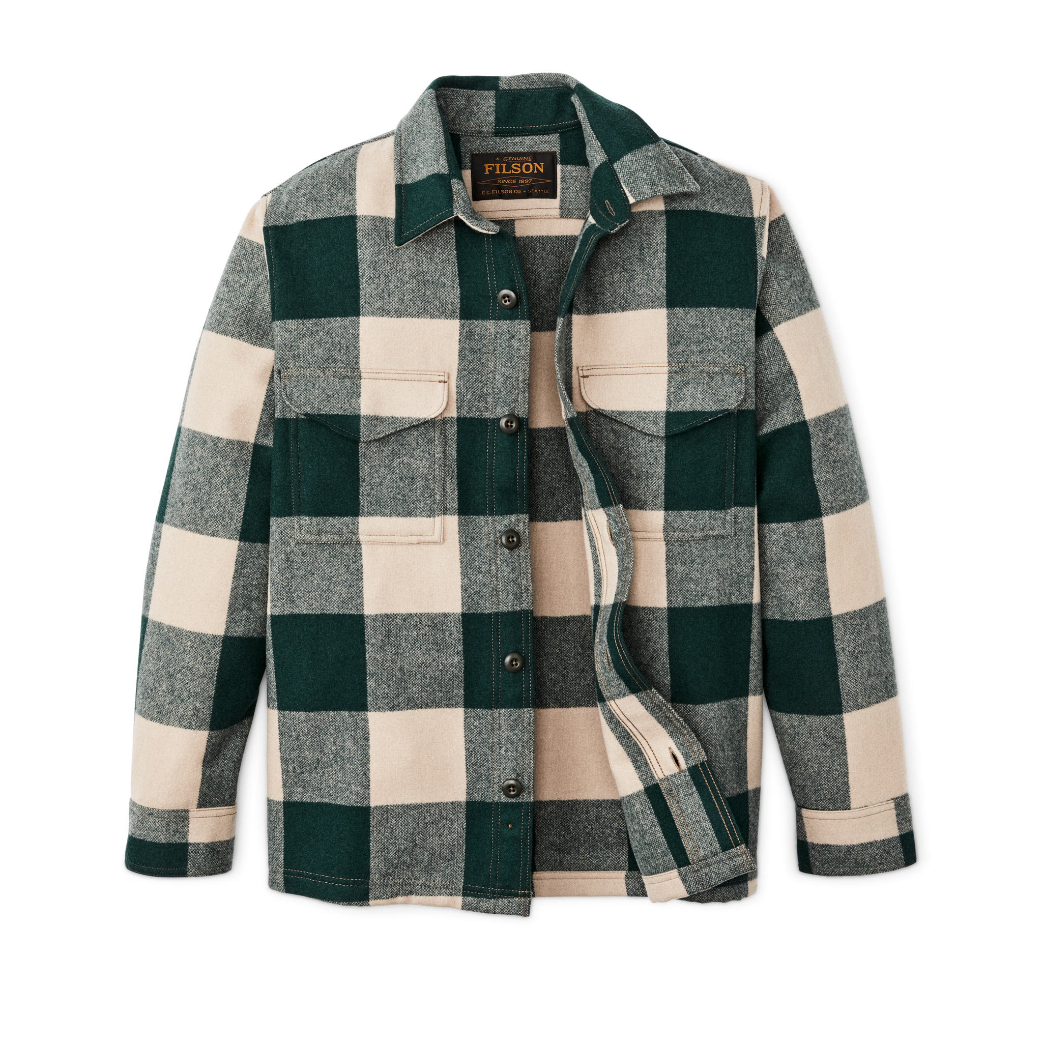 Wool Jac-shirt - Pine / Beige Check - Image 3