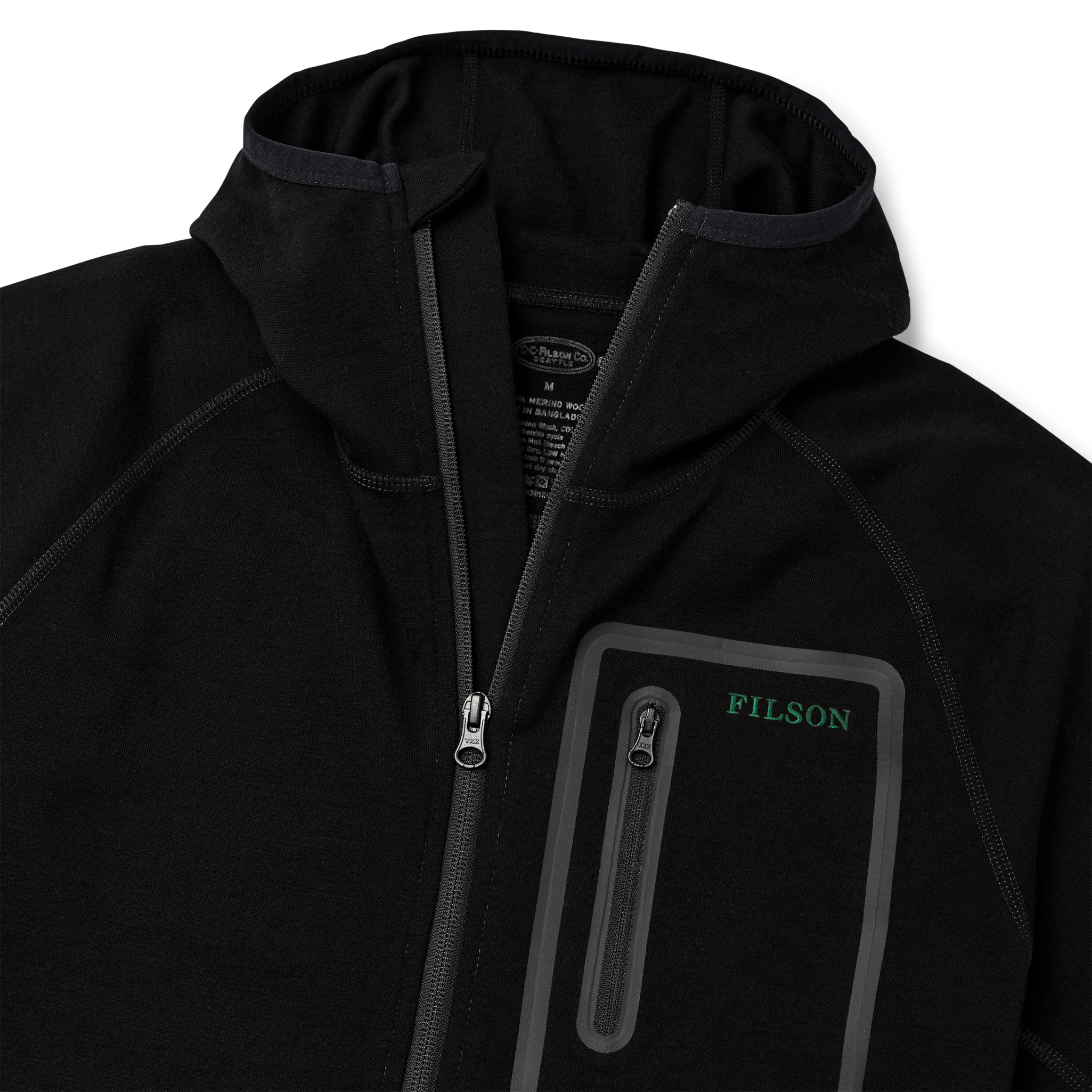 400g Merino Wool Hoodie - Black - Image 3