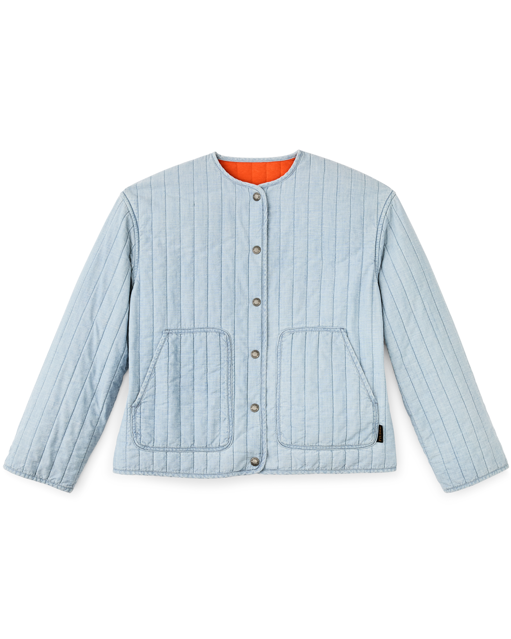 Women's Chambray Quilted Jacket - Light Indigo Chambray