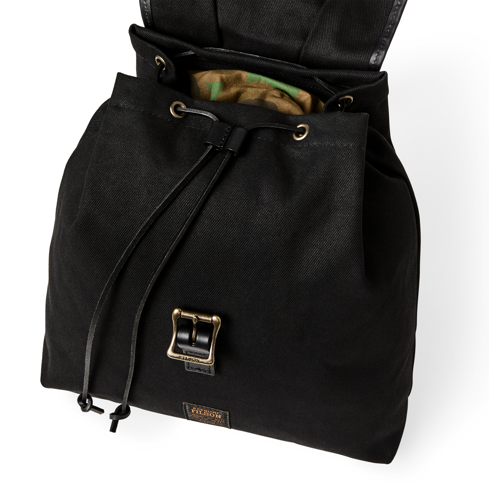 Rugged Twill Drawstring Backpack - Black - Image 5