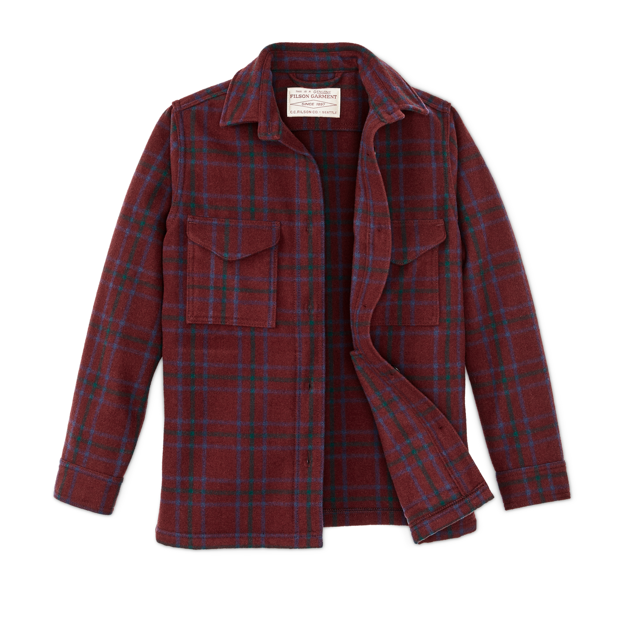 Women's Wool Jac-shirt - Deep Red Blue Green - Image 3