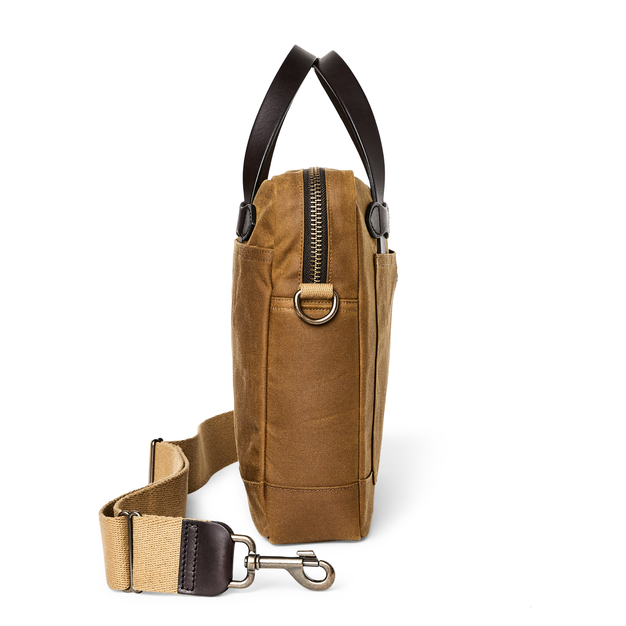 Tin Cloth Compact Briefcase - Dark Tan - Image 3